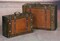 Wooden Vintage Luggage Trunks - Antique Carry-on Suitcase Storage Box with Hinged Lids, Old-Fashioned Decorative Box